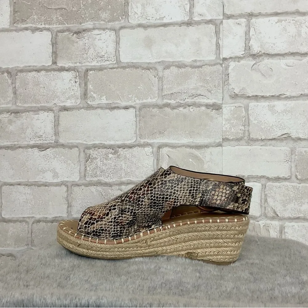 Catherine Malandrino Cirkly Espadrille Snakeskin Print Wedge Sandals Size 8